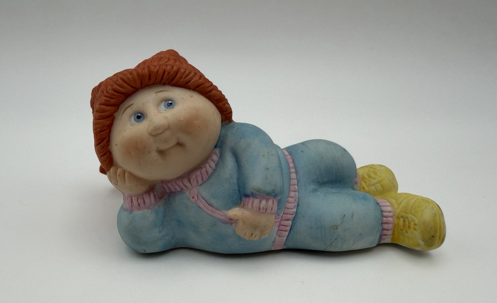 Cabbage Patch Kids Ceramic Figurine Vintage 80s Red Hair Pigtails Girl
